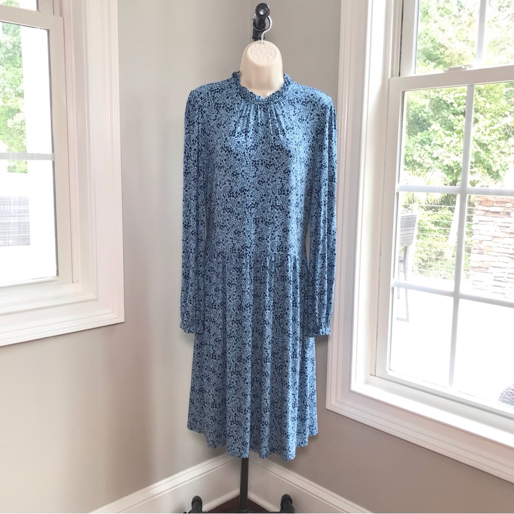 Boden Long Sleeve Blue Clara Dress ~ Women’s US 14L  UK 18L  NEW